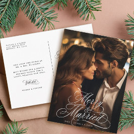 Merry & Verheiratet New Weds Erstes Weihnachtsfest Postkarte