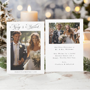 Merry & Verheiratet Romantic Script 2 Foto Feiertagskarte