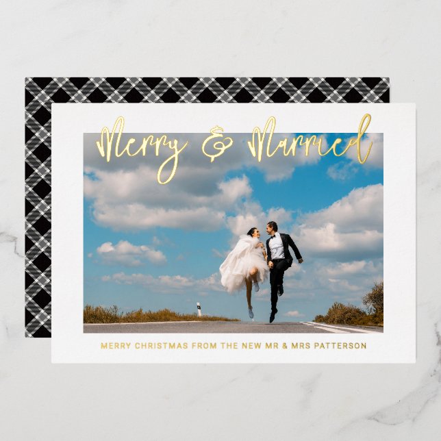 Merry & Verheiratet Wedding Mr & Mrs. First Christ Folieneinladung (Vorderseite/Rückseite)