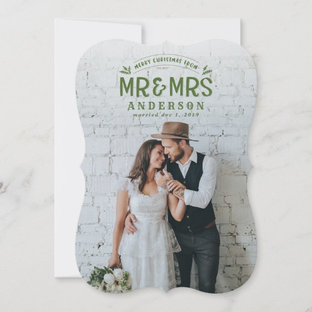 Merry & verheiratet Weihnachten Hochzeitskarte (Vorderseite)