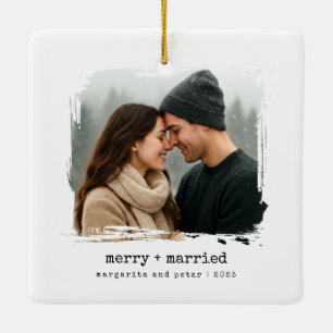 Merry + Verheiratetes neu verheiratetes erstes Fot Keramikornament