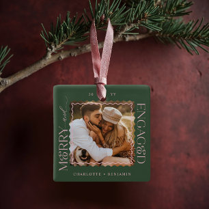 Merry & Verlobt Modern Minimal Wavy Foto Keepake Keramikornament