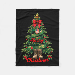 Merry Veteran Weihnachtsbaum Xmas Familie Matching Fleecedecke