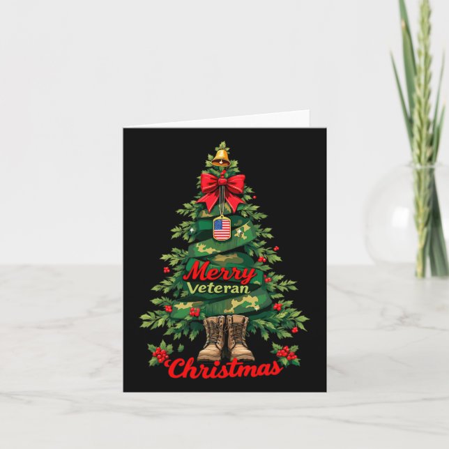 Merry Veteran Weihnachtsbaum Xmas Familie Matching Karte (Vorderseite)