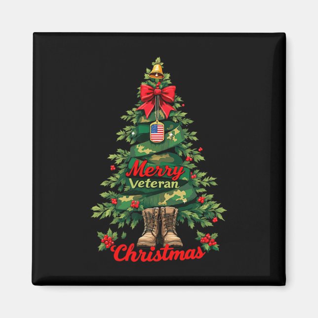Merry Veteran Weihnachtsbaum Xmas Familie Matching Magnet (Vorne)