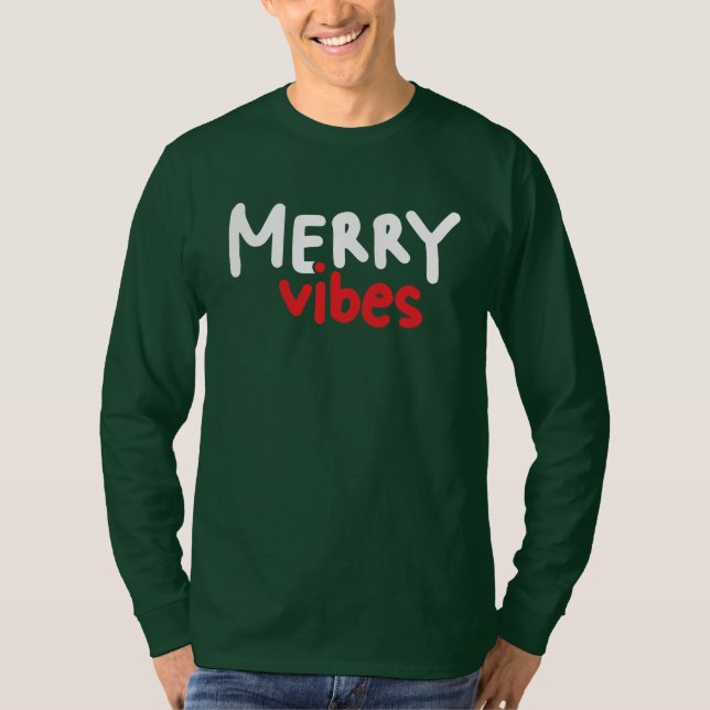 Merry Vibes - Men's Longsleeve Green T-Shirt (Vorderseite)