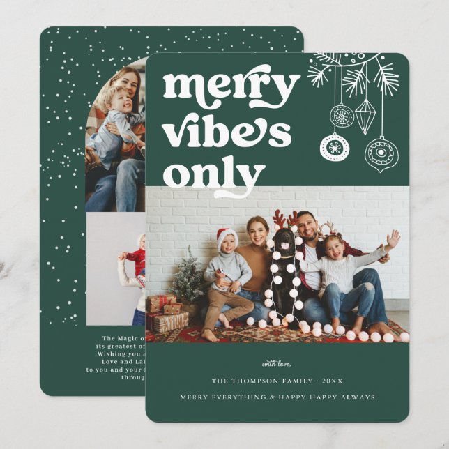 Merry Vibes nur | Retro Weihnachten Foto Urlaub (Vorne/Hinten)
