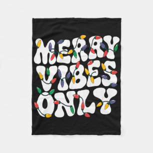 Merry Vibes nur Weihnachtslicht Retro Vi Fleecedecke