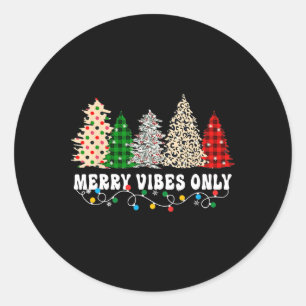 Merry Vibes Only Christmas Light 5 Runder Aufkleber