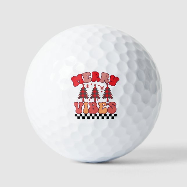 Merry Vibes Retro Groovy Weihnachtsferien Golfball (Vorderseite)
