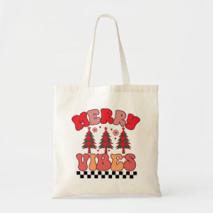 Merry Vibes Retro Groovy Weihnachtsferien Tragetasche