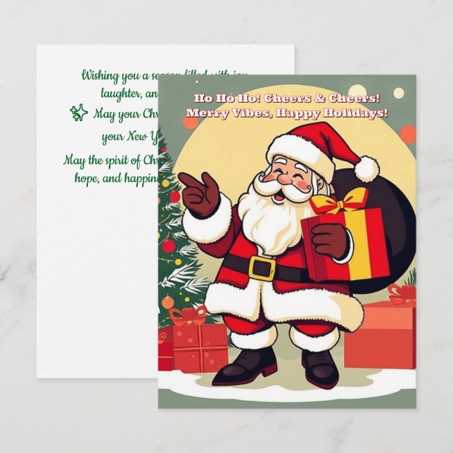 Merry Vibes Santa Holiday Card - Ho Ho Ho! (Vorne/Hinten)