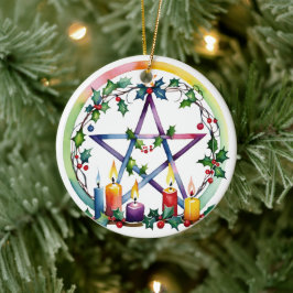 Merry Weihnachten Festive Pentagramm Winter Wiccan Keramik Ornament
