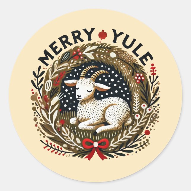 Merry Weihnachten Goat Runder Aufkleber (Vorderseite)