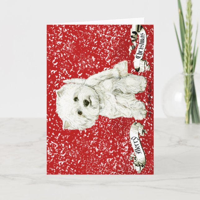 Merry Westie Christmas Feiertagskarte (Vorderseite)