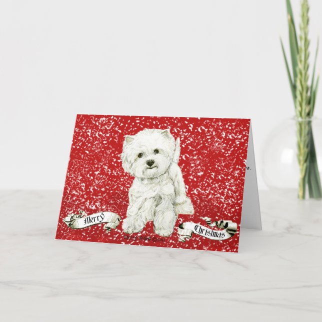Merry Westie Christmas Feiertagskarte (Vorderseite)