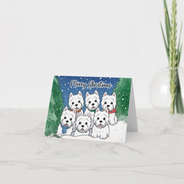 Merry Westie Christmas Feiertagskarte (Vorderseite)