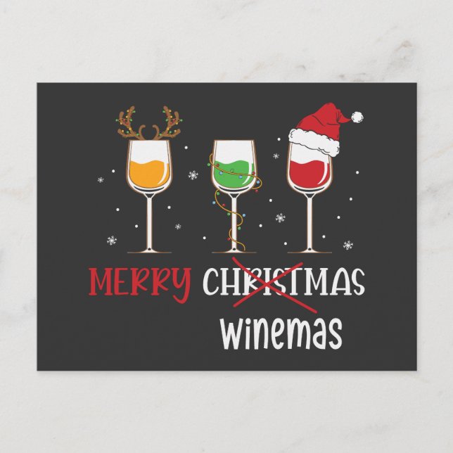 Merry Winemas Feiertagspostkarte (Vorderseite)