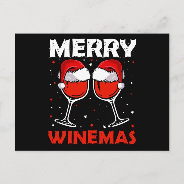 Merry Winemas Red Wine Ugly Christmas Wein Lover Ankündigungspostkarte (Vorderseite)