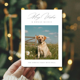 Merry Wish & Doggy Kisses Modernes Foto Feiertagskarte