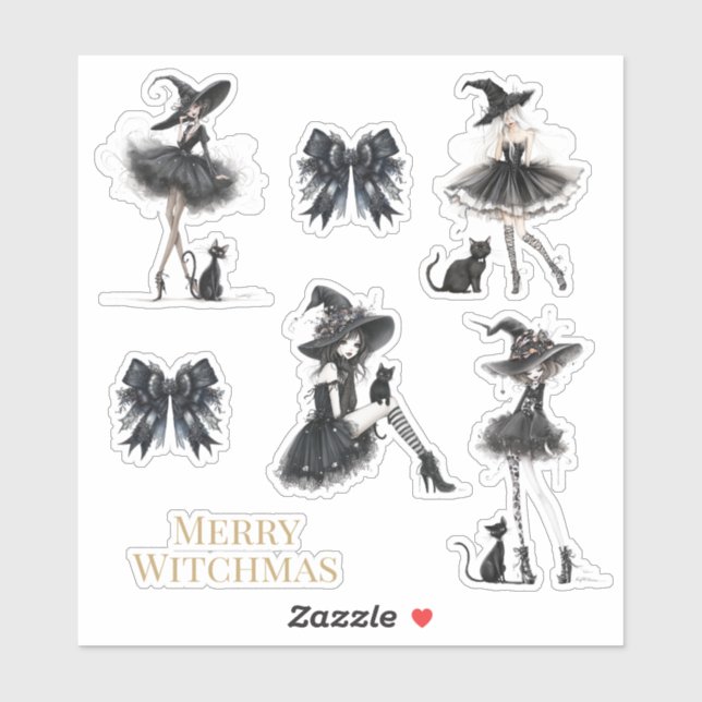 Merry Witchmas Gothic Witch Sticker Pack (Feuille)