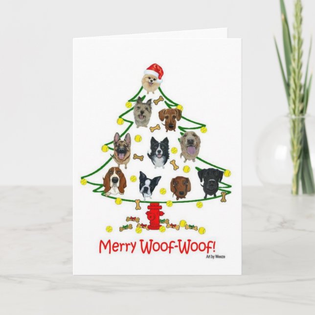 Merry Woof-Woof Dog reproduit la carte de Noël (Devant)