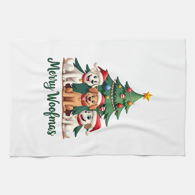 Merry Woofmas (2) Geschirrtuch (Horizontal)