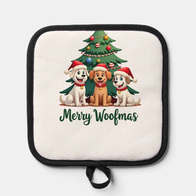 Merry Woofmas (2) Topflappen (Vorderseite)