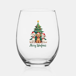 Merry Woofmas (2) Weinglas Ohne Stiel