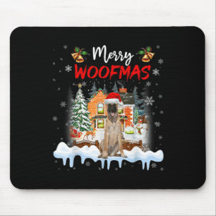 Merry Woofmas Belgischer Schäferhund Weihnachtsbau Mousepad