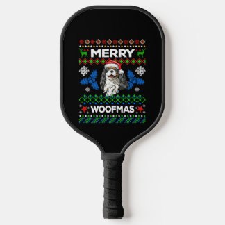 Merry Woofmas Christmas Cavalier King Charles Span Pickleball Schläger