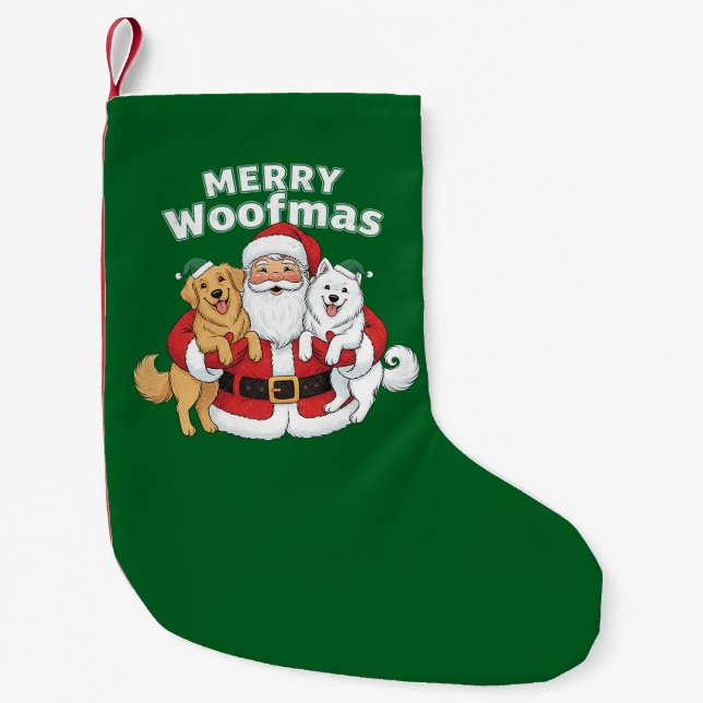 Merry Woofmas Christmas Kleiner Weihnachtsstrumpf (Vorderseite)