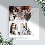 Merry Woofmas Dog Bone Foto Pet Collage Feiertagskarte<br><div class="desc">Feiern Sie die magische und festliche Urlaubssaison mit unserer massgeschneiderten Woofmas Foto Collage Urlaubskarte. Unser modernes, elegantes Urlaubsdesign besticht durch ein modernes und minimalistisches 4-Foto-Kollage-Layout mit modernem, weißem Hundebonendesign inmitten des viereckigen Kollage-Layouts des Fotos Merry Woofmas. Passen Sie Ihren Namen an. Auf der Rückseite befindet sich ein grauer Hintergrund mit...</div>