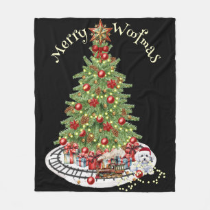 Merry Woofmas Dog Design - Bichon Frise Fleecedecke