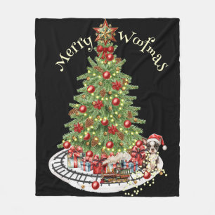 Merry Woofmas Dog Design - Boston Terrier Fleecedecke