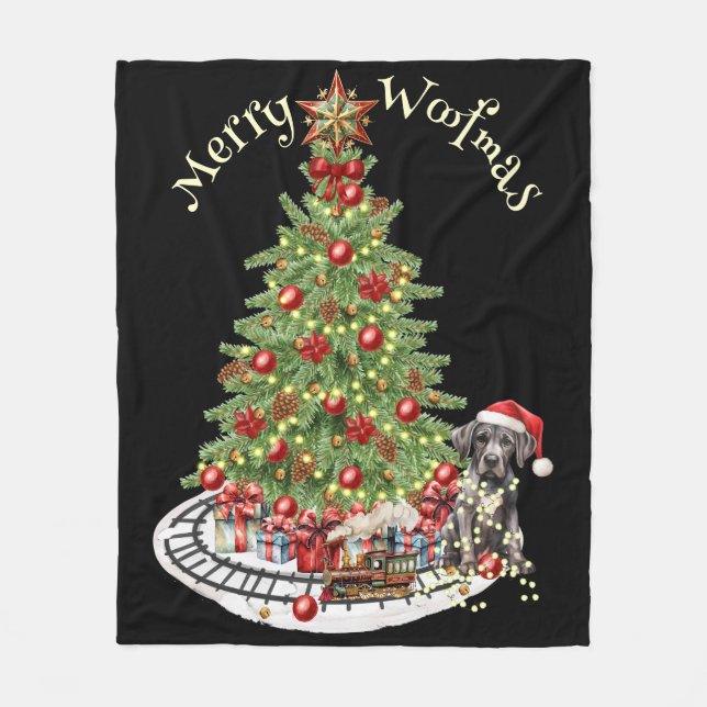 Merry Woofmas Dog Design - Great Dane Fleecedecke (Vorderseite)