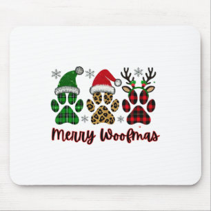 Merry Woofmas Dog Kariert Animal Paw Weihnachten d Mousepad