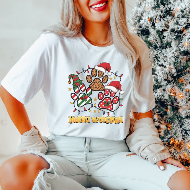 Merry Woofmas Empreinte de patte T-shirt femme Noë (Créateur téléchargé)