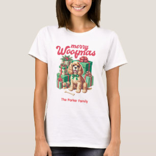 Merry Woofmas Familie Name Hund Weihnachten T-Shirt