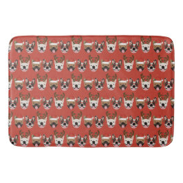 Merry Woofmas French Bulldogs Christmas Heads Badematte
