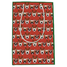 Merry Woofmas French Bulldogs Christmas Heads Mittlere Geschenktüte
