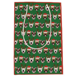 Merry Woofmas French Bulldogs Christmas Heads Mittlere Geschenktüte