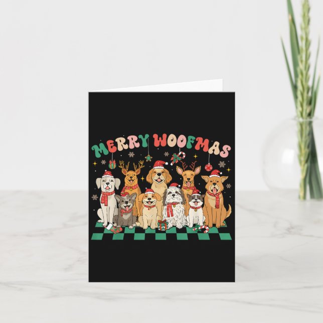Merry Woofmas frohe Weihnachtslieder Männer Frauen Karte (Vorderseite)