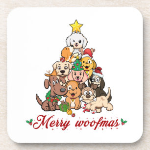 Merry woofmas getränkeuntersetzer