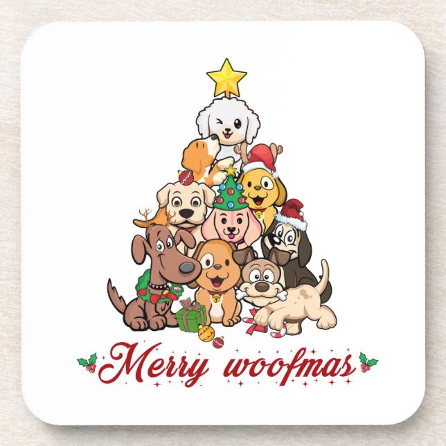Merry woofmas getränkeuntersetzer (Vorderseite)