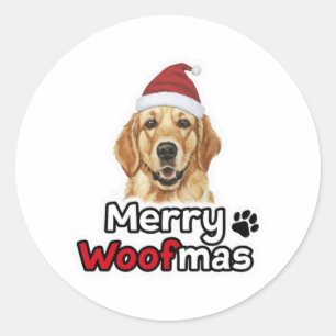 Merry Woofmas Golden Retriever Hundeliebhaber Runder Aufkleber