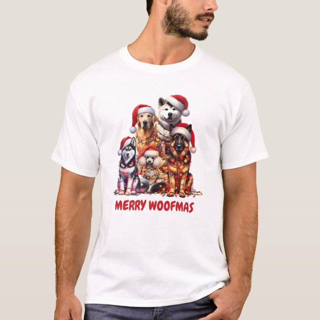 Merry Woofmas Hund Weihnachts-T - Shirt (Vorderseite)