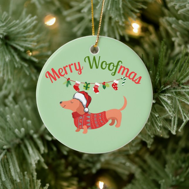Merry WOOFmas Keramik Ornament (Baum)