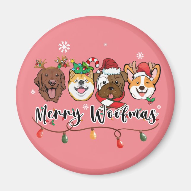 Merry Woofmas Magnet de typographie (Devant)