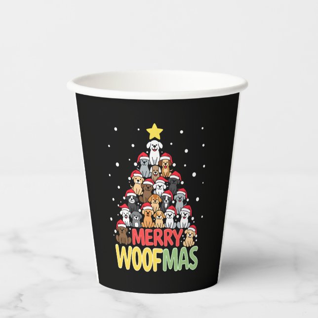 Merry Woofmas - Merry Christmas For Dog Lovers (3) Pappbecher (Vorderseite)